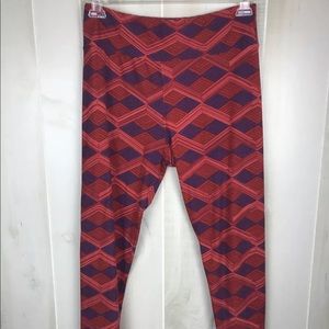 LulaRoe Women’s Leggings Tall and Curvy Red Blue